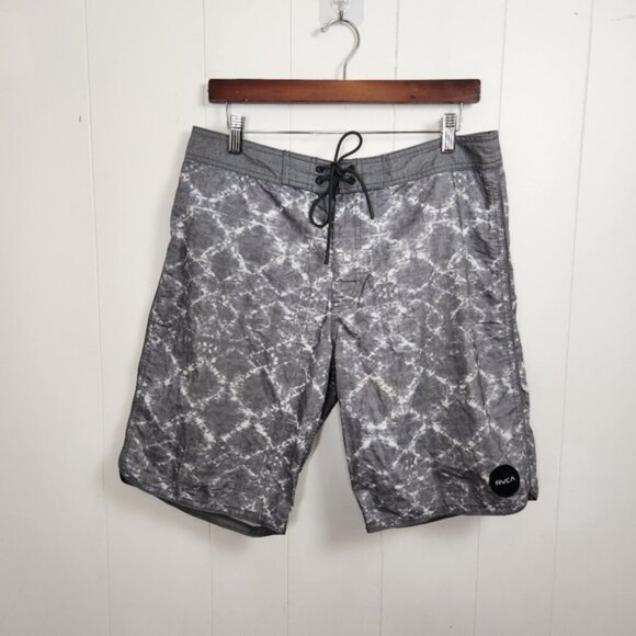 RVCA Sanur Gray Swim Trunks Board Shorts Swim Swimsuit Size 32 Beach - Picture 3 of 11